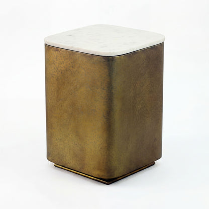 Bijzettafel Metaal met wit Marmer Tafelblad 33cm vierkant - Moderne Bijzettafel
