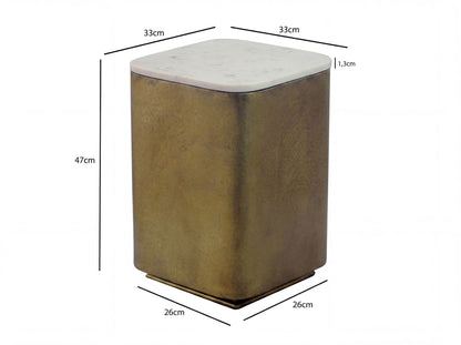 Bijzettafel Metaal met wit Marmer Tafelblad 33cm vierkant - Moderne Bijzettafel