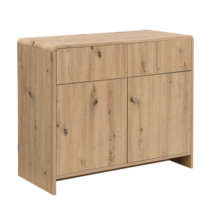 Dressoir Eiken Decor 88cm - Commode met 2 Deuren en 2 Lades