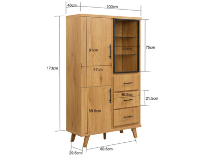 Hoge kast MDF 188cm Eiken Decor Groot met deuren en laden - Design Staande kast