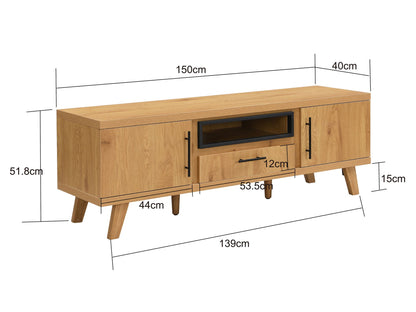 TV Lowboard 150cm Eiken Decor - Modern TV-meubel met 2 deuren en lade