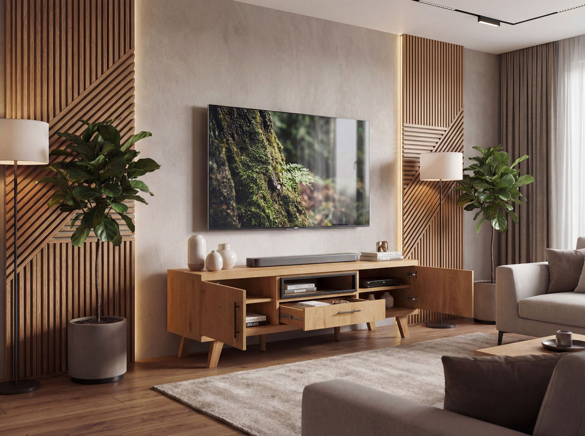 TV Lowboard 150cm Eiken Decor - Modern TV-meubel met 2 deuren en lade