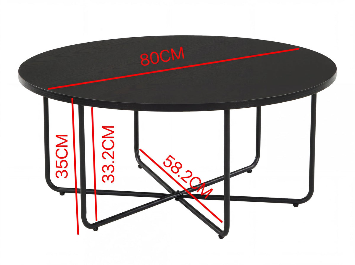 Salontafel Rond 80cm Zwart - Moderne Woonkamertafel