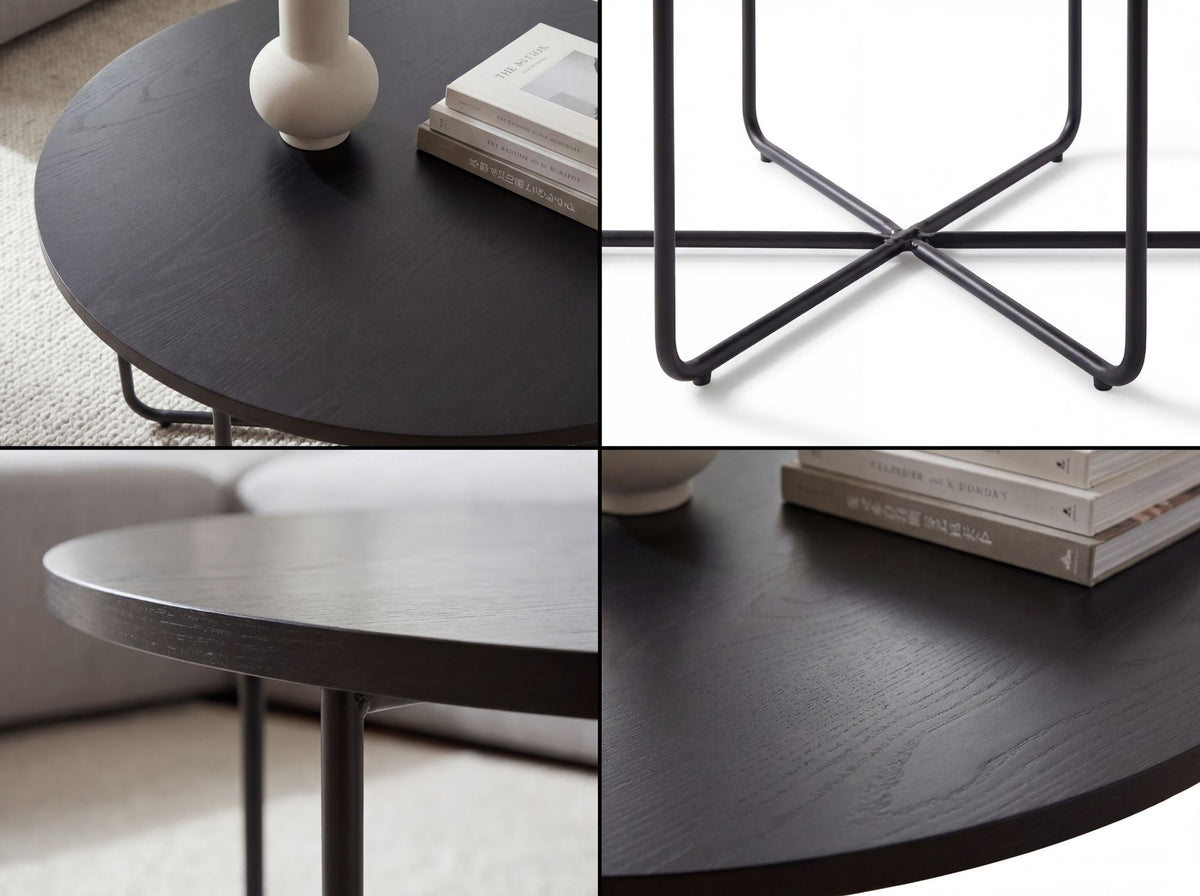 Salontafel Rond 80cm Zwart - Moderne Woonkamertafel