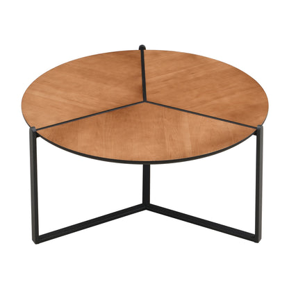 Salontafel 80cm MDF Houtlook - Ronde Woonkamertafel Metaal
