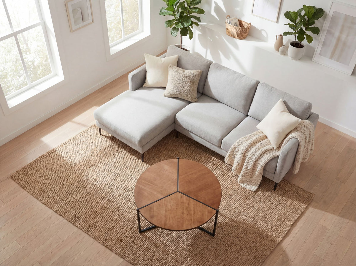 Salontafel 80cm MDF Houtlook - Ronde Woonkamertafel Metaal