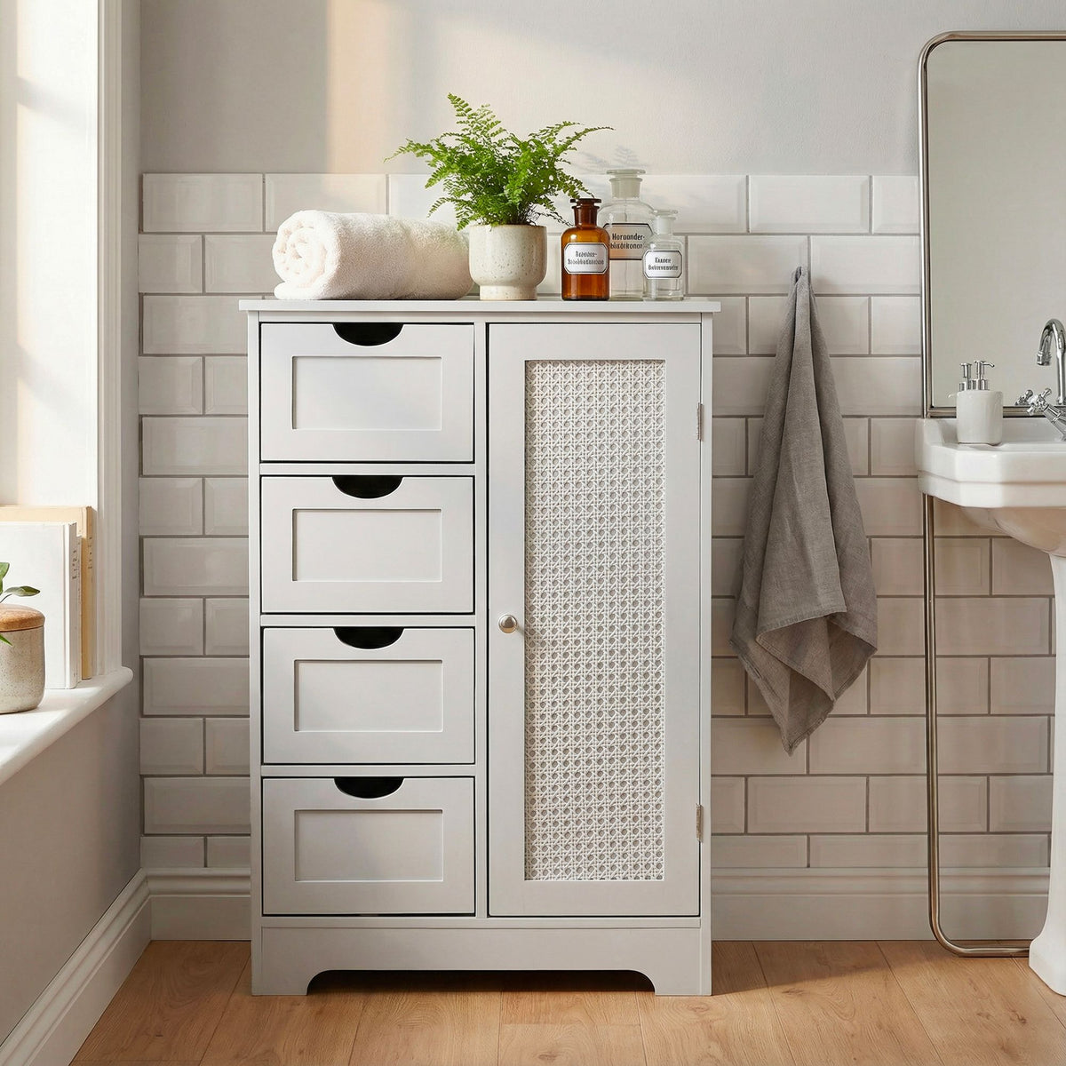 Smalle badkamerkast 55x80 cm met Weens vlechtwerk