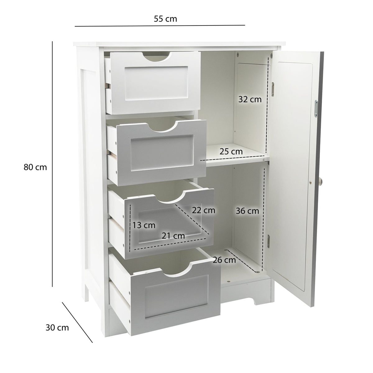 Smalle badkamerkast 55x80 cm met Weens vlechtwerk