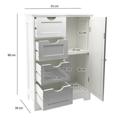 Smalle badkamerkast 55x80 cm met Weens vlechtwerk