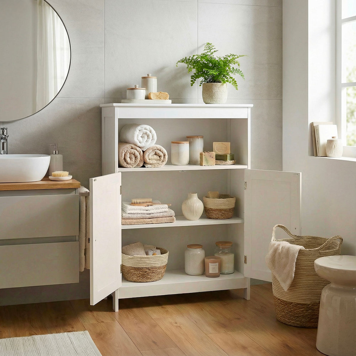 Badkamerkast 80 x 60 x 28 cm Wit - Smalle badkamerkast