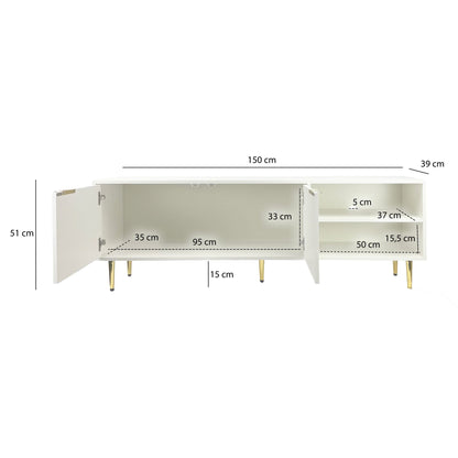 Lowboard TV Meubel Wit 150cm - TV Dressoir