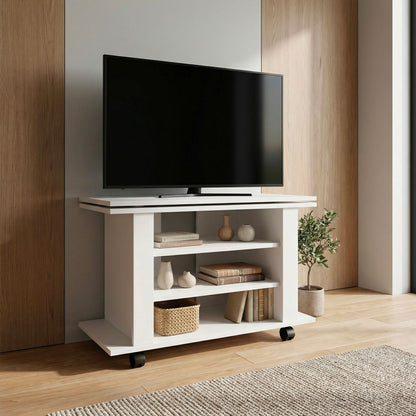 TV Lowboard Wit 78 cm - HiFi Bank met Draaibare Bovenplaat