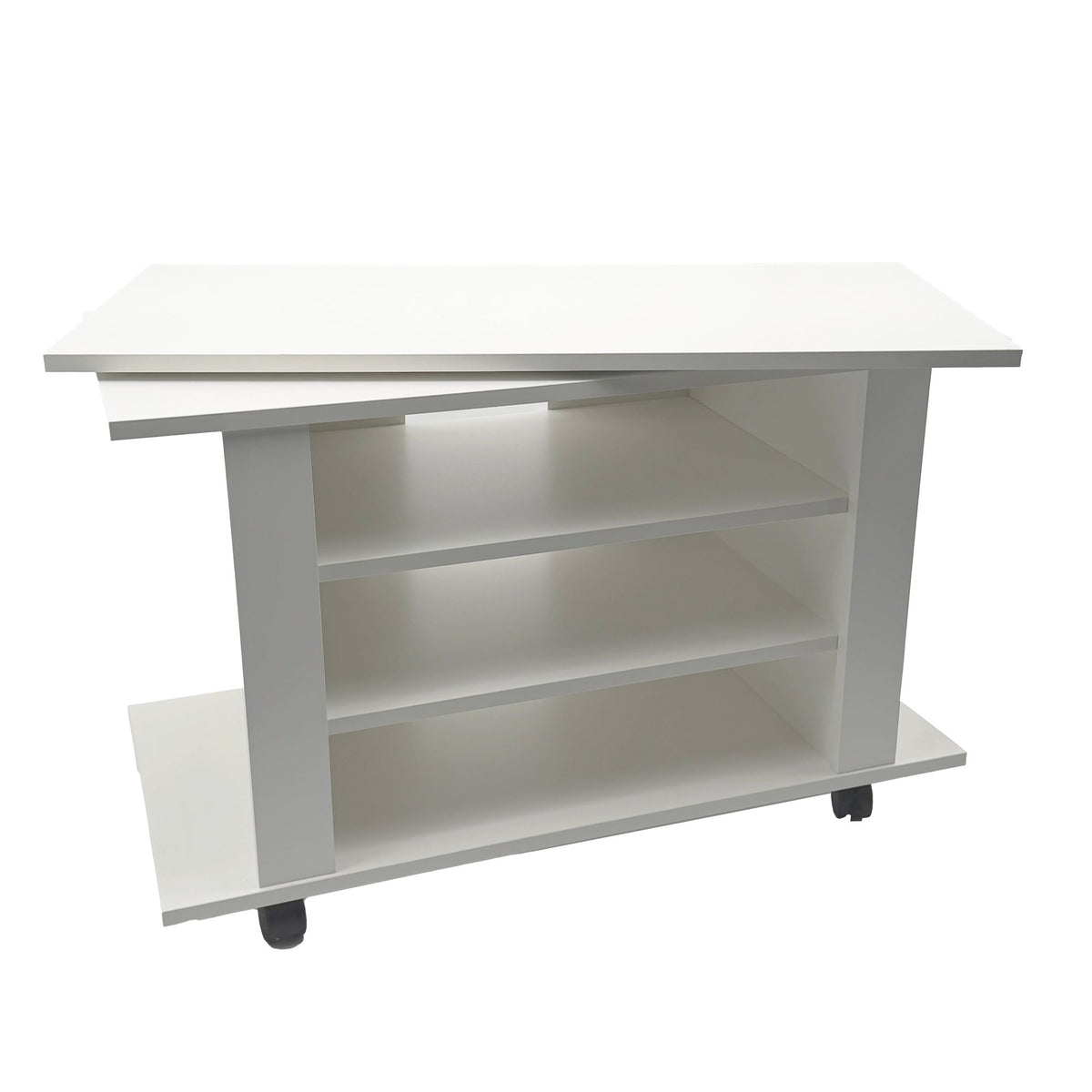 TV Lowboard Wit 78 cm - HiFi Bank met Draaibare Bovenplaat