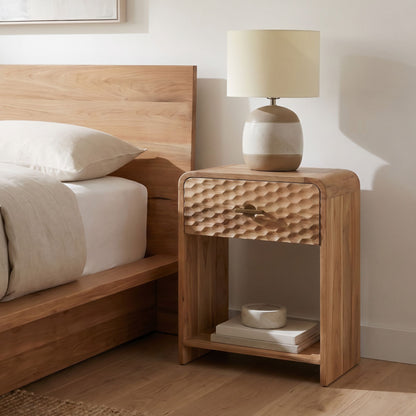 Nachtkastje Mango Massief Hout 54cm Nachttafel Modern - Nachtkastje met Lade