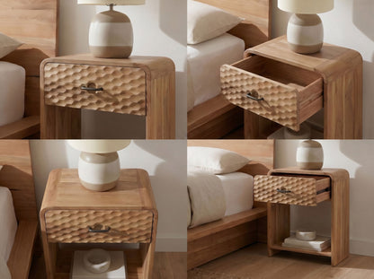 Nachtkastje Mango Massief Hout 54cm Nachttafel Modern - Nachtkastje met Lade