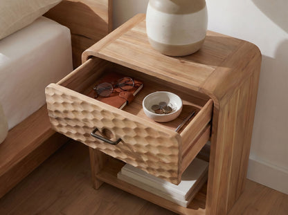 Nachtkastje Mango Massief Hout 54cm Nachttafel Modern - Nachtkastje met Lade