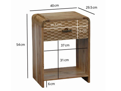 Nachtkastje Mango Massief Hout 54cm Nachttafel Modern - Nachtkastje met Lade