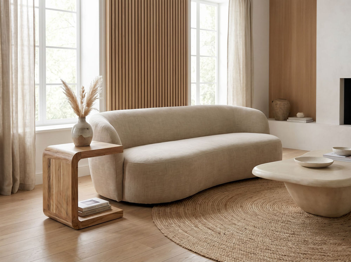 Bijzettafel C Vorm Acacia Massief Hout 45cm Aanrechttafel Modern