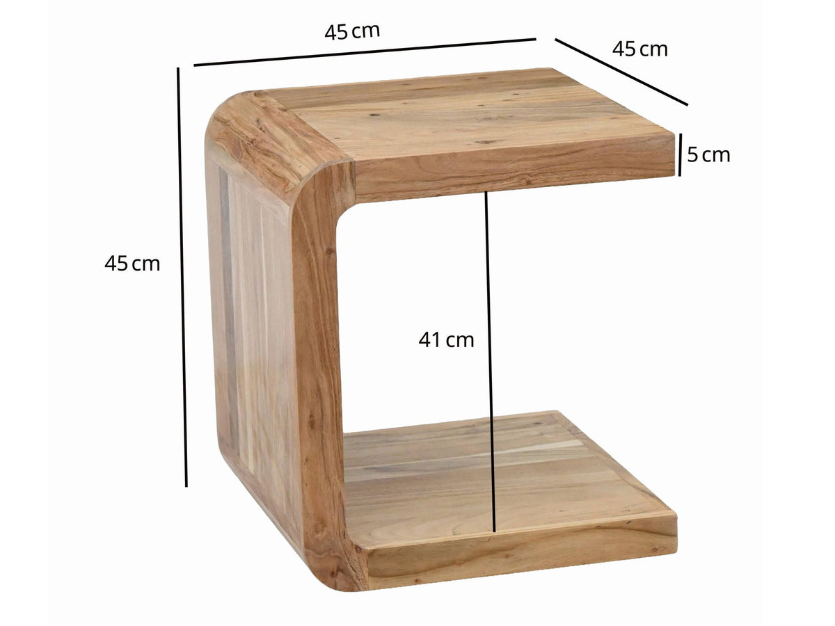 Bijzettafel C Vorm Acacia Massief Hout 45cm Aanrechttafel Modern