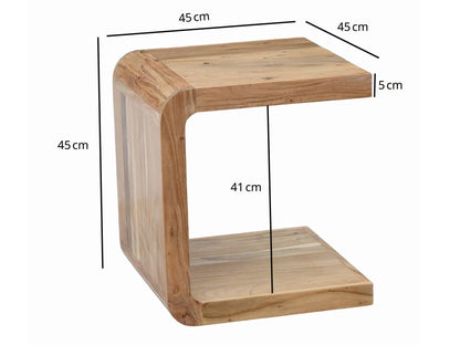 Bijzettafel C Vorm Acacia Massief Hout 45cm Aanrechttafel Modern