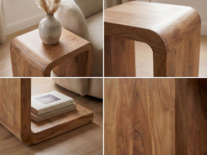 Bijzettafel C Vorm Acacia Massief Hout 45cm Aanrechttafel Modern