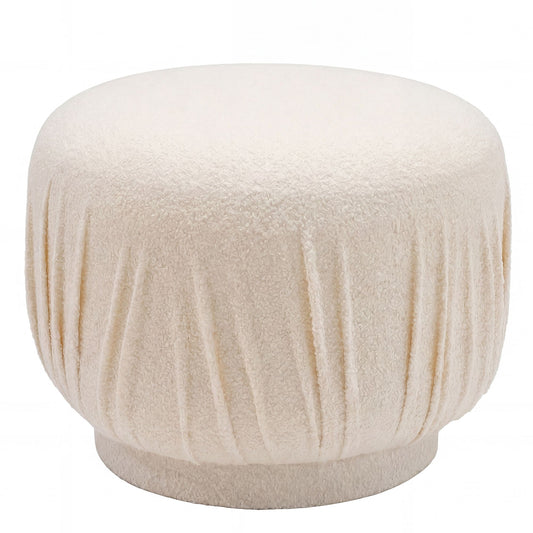 Zitkruk Stof 50cm Crème Rond - Design Stoffen Kruk