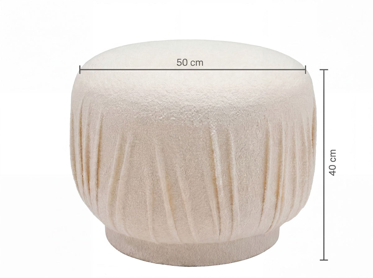 Zitkruk Stof 50cm Crème Rond - Design Stoffen Kruk