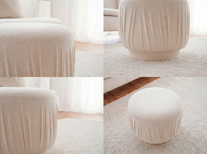Zitkruk Stof 50cm Crème Rond - Design Stoffen Kruk