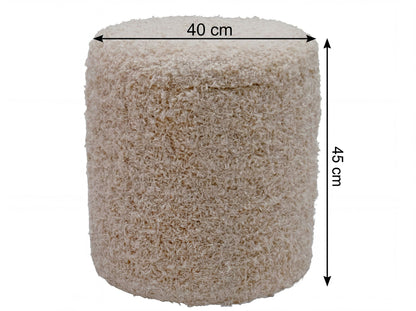 Zitpoef met opbergruimte van wol 40cm Beige Stof Rond