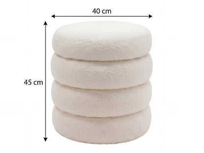 Zitkruk met opbergruimte van Teddy stof 40cm Crème Rond
