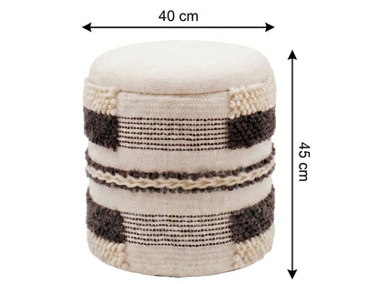 Zitkruk met opbergruimte van wol 40cm Beige Stof Rond