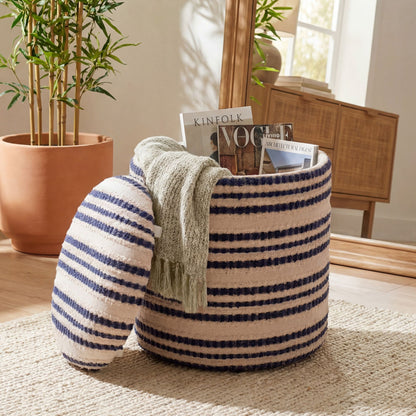 Zitpoef met opbergruimte van katoen 40cm Beige Stof Rond