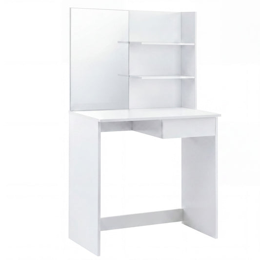 Kaptafel 75cm Wit Cosmetische Tafel Modern - Kaptafel met Spiegel en Plank
