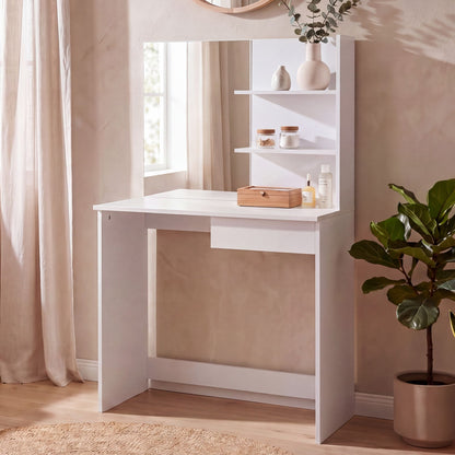 Kaptafel 75cm Wit Cosmetische Tafel Modern - Kaptafel met Spiegel en Plank