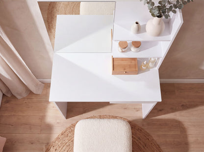 Kaptafel 75cm Wit Cosmetische Tafel Modern - Kaptafel met Spiegel en Plank