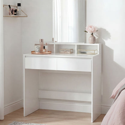 Kaptafel 80cm Wit Cosmetische Tafel Modern - Toilettafel met Spiegel en Plank