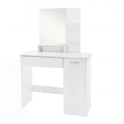 Kaptafel 90cm Wit Make-uptafel Modern - Toilettafel met Spiegel en Plank