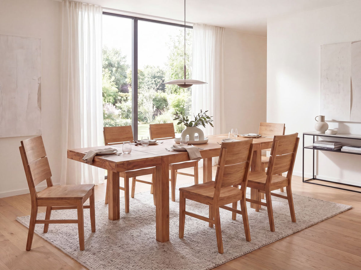 Eettafel 120 - 200 cm Acacia Massief Hout Tijdloos