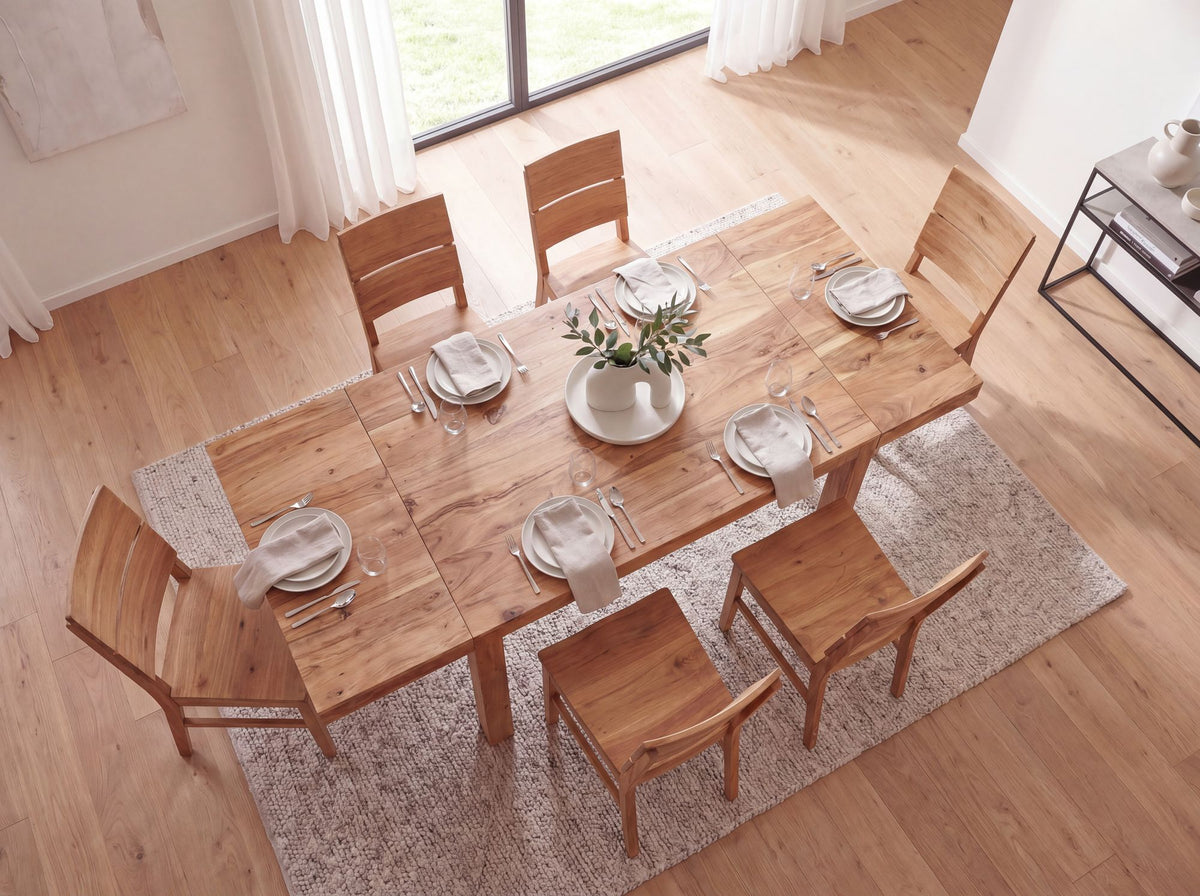 Eettafel 120 - 200 cm Acacia Massief Hout Tijdloos