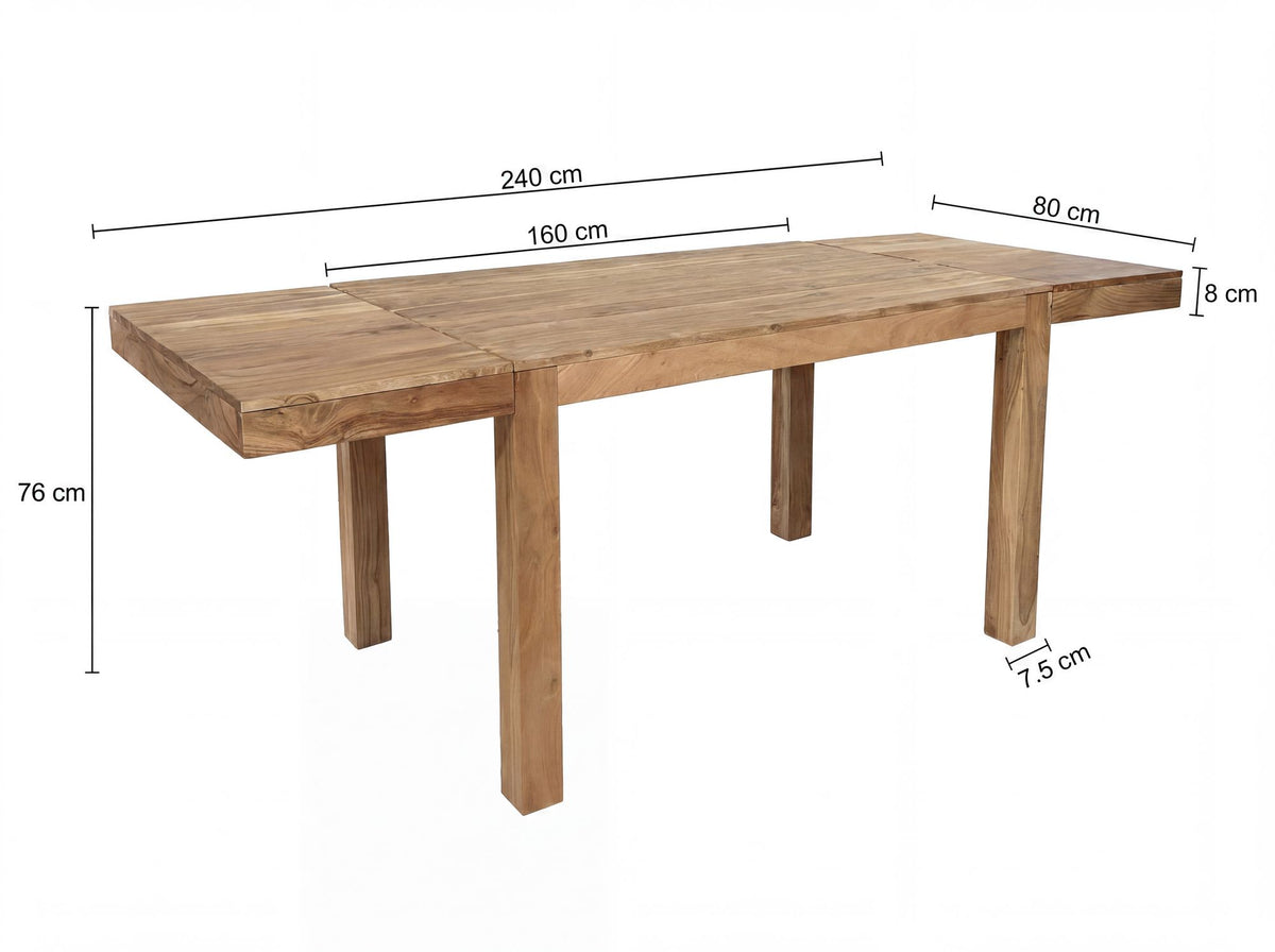 Eettafel 160 - 240 cm Acacia Massief Hout Tijdloos