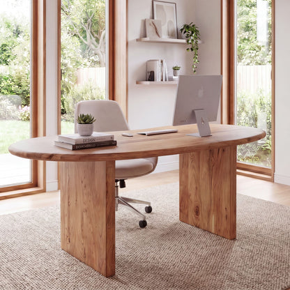 Bureau 180x90x76 cm Acacia Massief Hout Computertafel Retro
