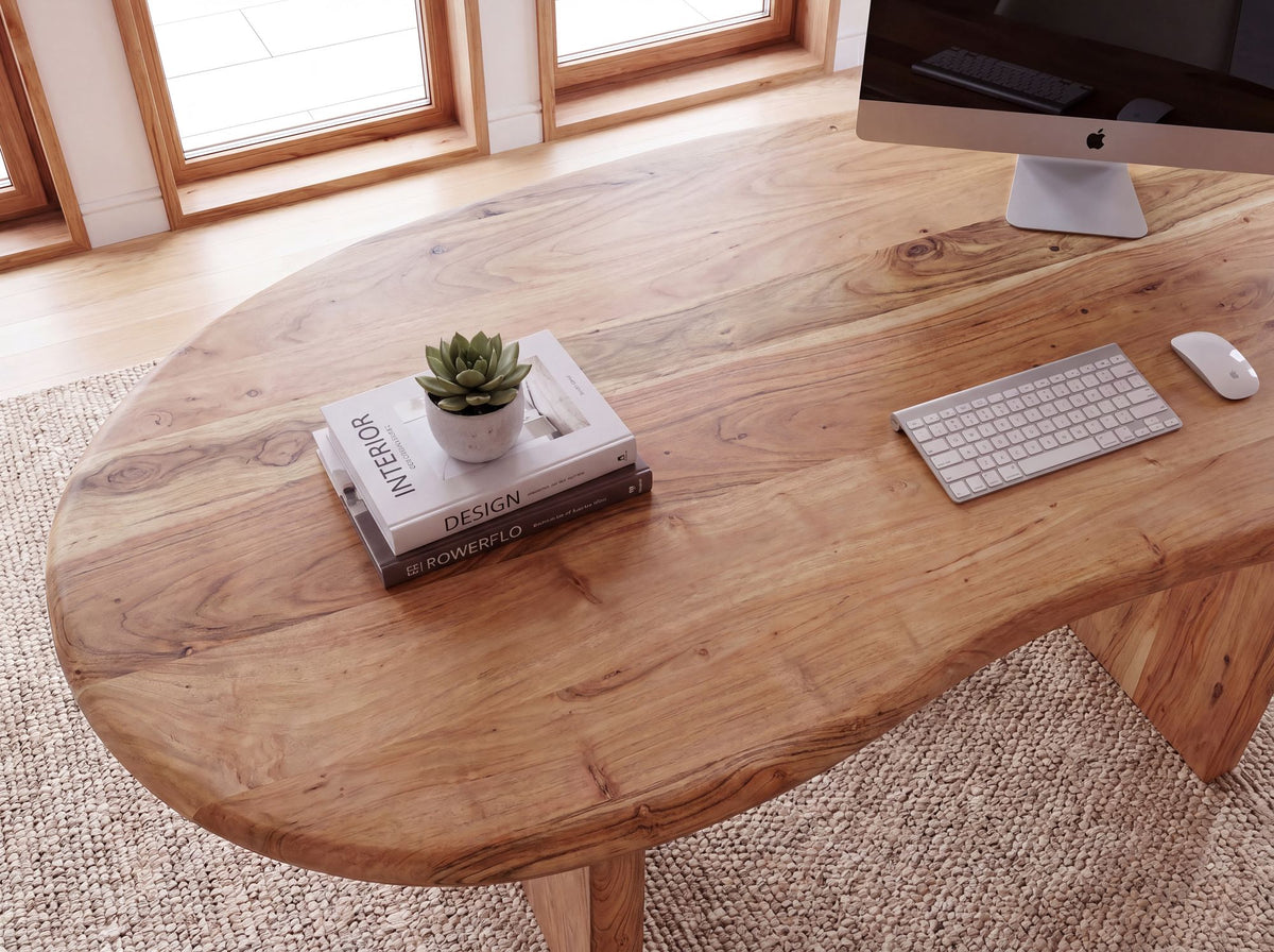 Bureau 180x90x76 cm Acacia Massief Hout Computertafel Retro