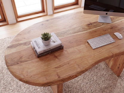 Bureau 180x90x76 cm Acacia Massief Hout Computertafel Retro