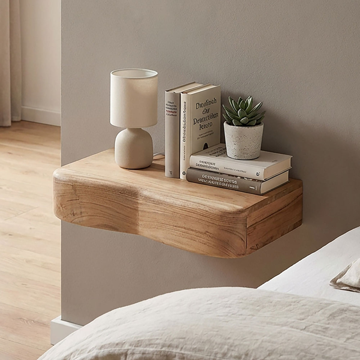 Zwevende Nachtconsole Acacia Massief Hout 40cm - Wandnachtkastje