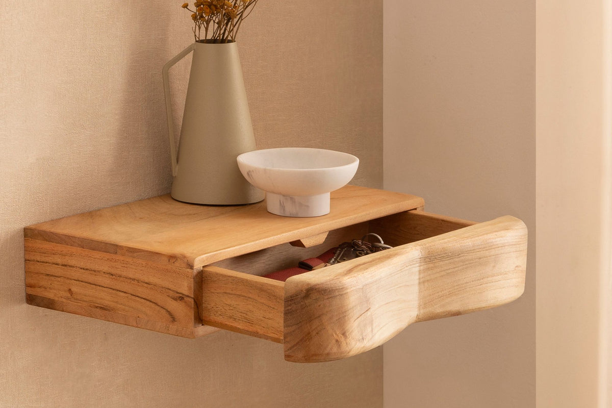 Zwevende Nachtconsole Acacia Massief Hout 40cm - Wandnachtkastje