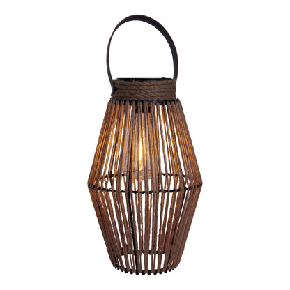 LED ZONNELIJKE LICHT "KORBINIAN" voor tuin en terras, decoratieve lamp gemaakt van metalen en plastic koordbedekking in de natuur, LED's stevig geïnstalleerd, zonnelamp voor buiten 30 x 18 cm