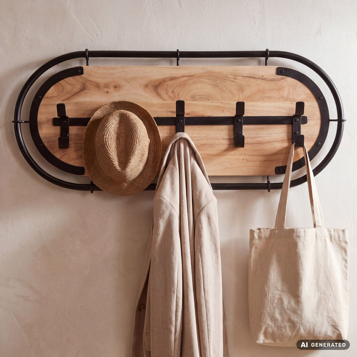 Wandgarderobe Acacia Massief Hout 100cm