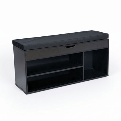 Schoenbank met zitvlak Garderobebank 104x51x32 cm Stof Zwart