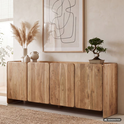 Dressoir Acacia Massiefhout 180cm - Dressoir met 4 deuren