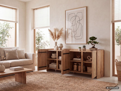 Dressoir Acacia Massiefhout 180cm - Dressoir met 4 deuren